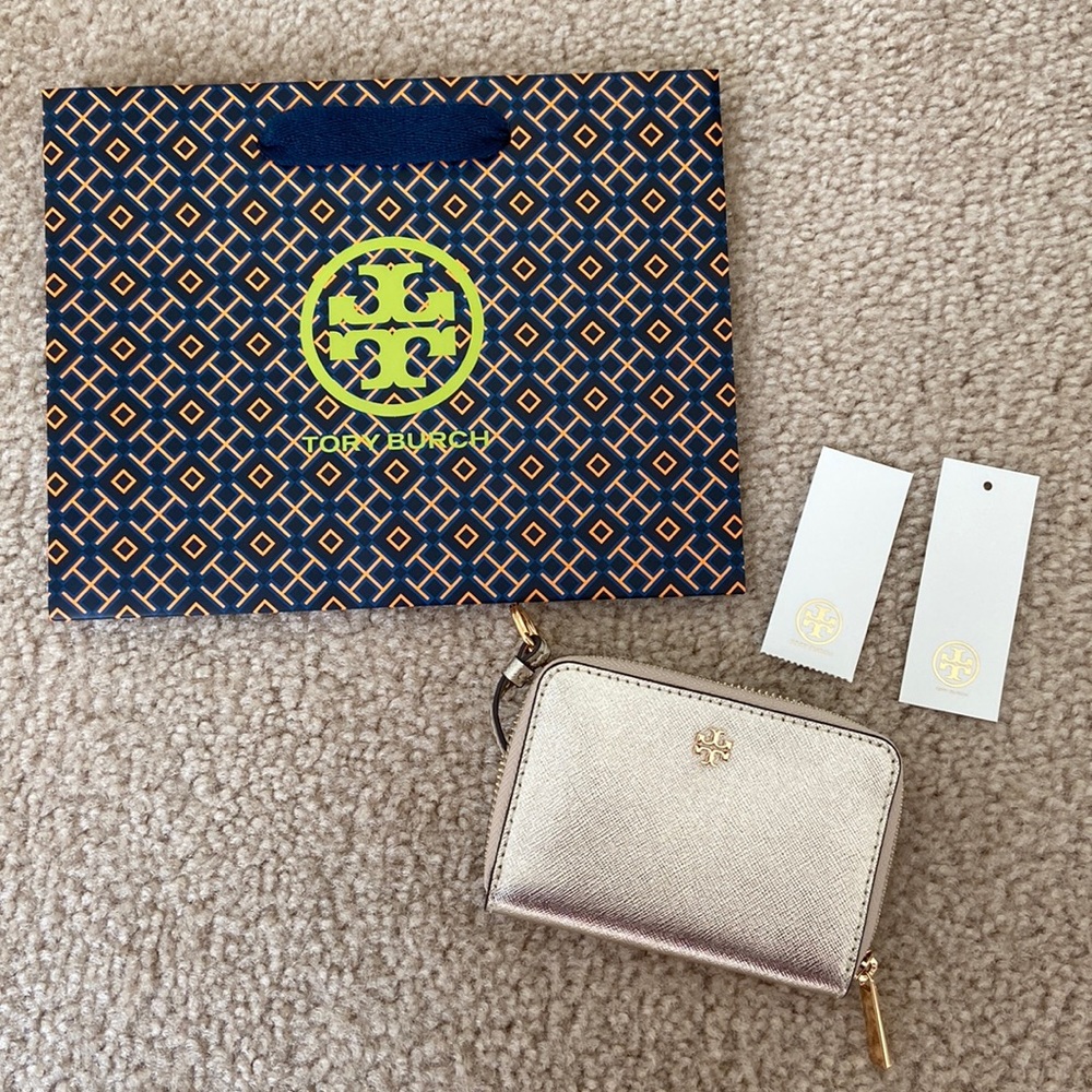 Tory Burch Emerson zip coin case, gold